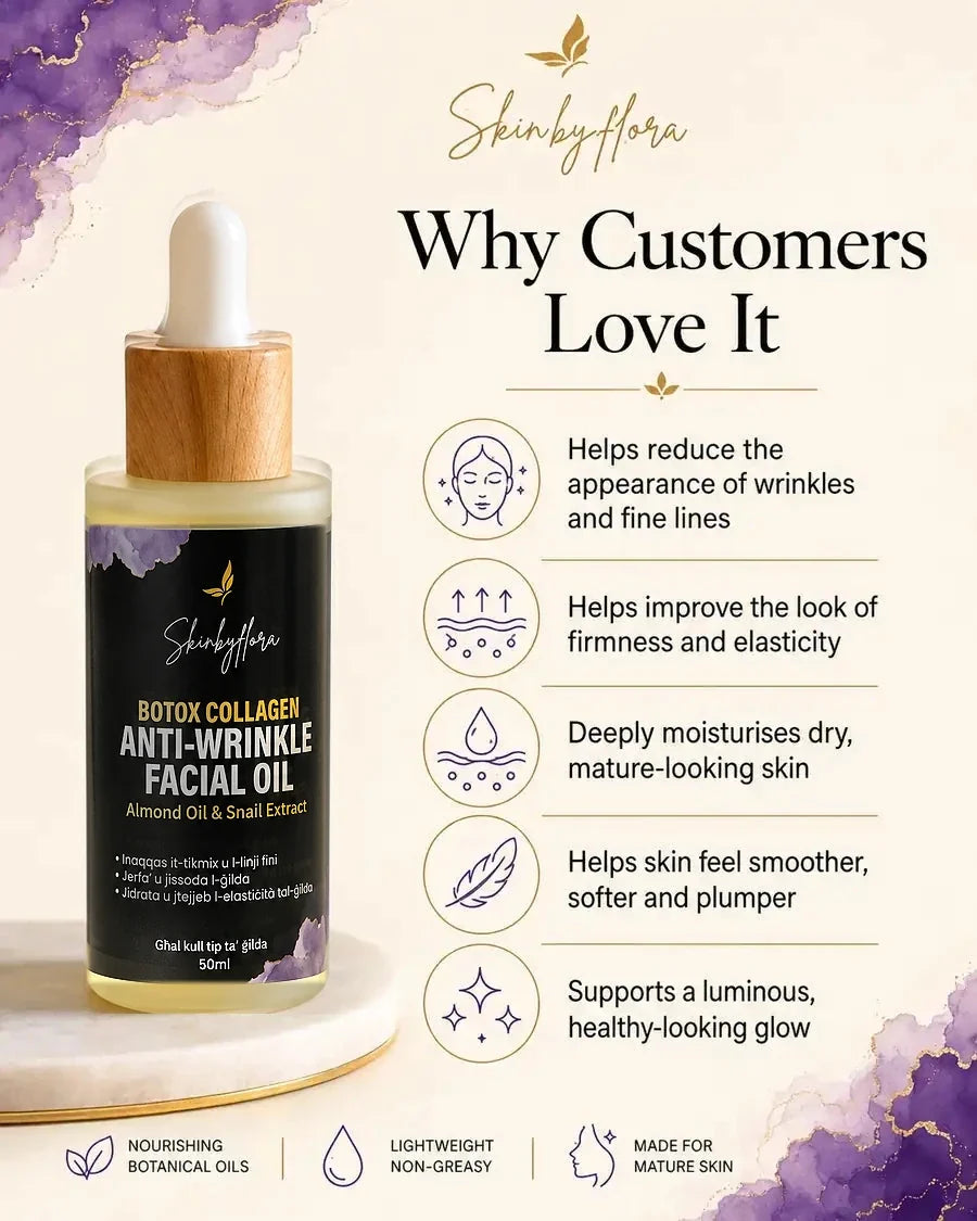 Benefits of Skin by Flora Botox Collagen Anti-Wrinkle Facial Oil