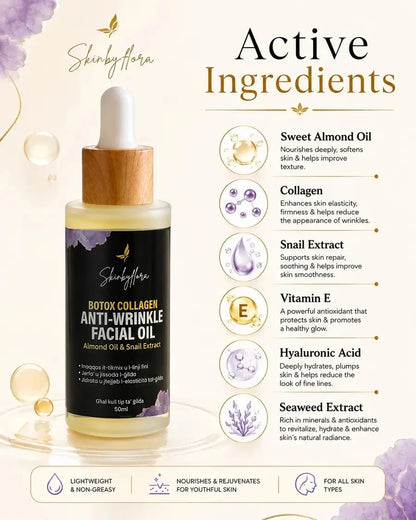 Active ingredients in Skin by Flora Botox Collagen Anti-Wrinkle Facial Oil