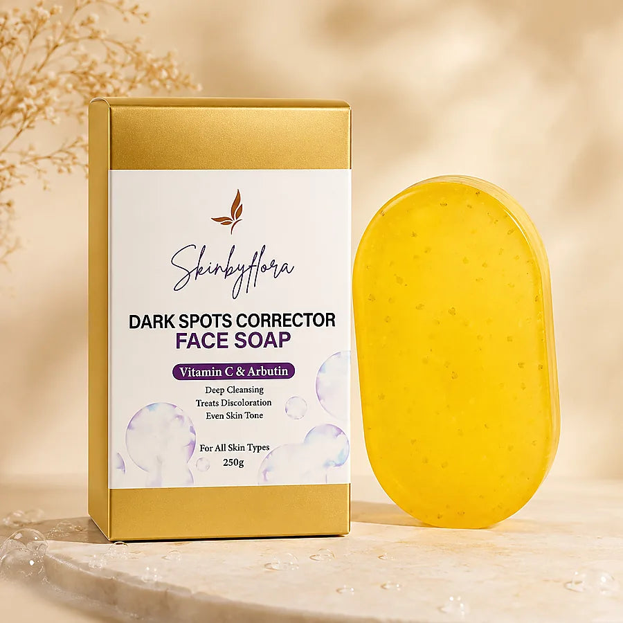 Skin by Flora Dark Spots Corrector Face Soap with yellow cleansing bar