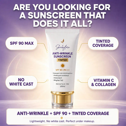 Skin by Flora tinted SPF 90 sunscreen benefits: tinted coverage, no white cast, vitamin C and collagen